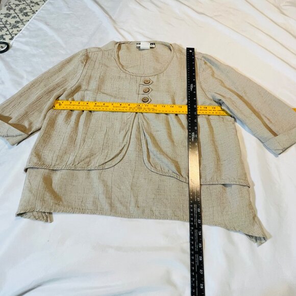 Dana Kay Womens Asymmetrical Beige Top Size 16WP Rayon Blend Vintage - Picture 5 of 7